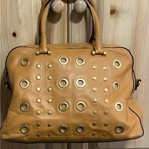 MILLY LEATHER HANDBAG WITH SHOULDER STRAP